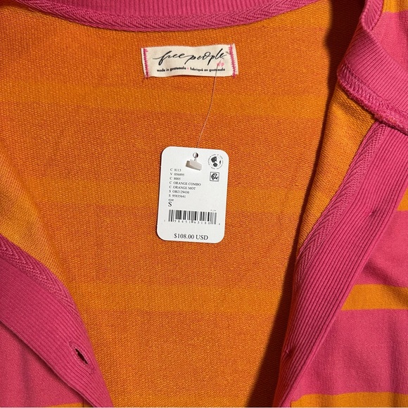 Free People Pink and Orange Striped Cardigan - Picture 3 of 5